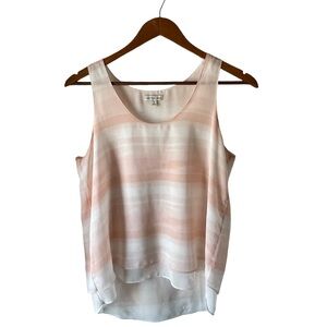 CALVIN KLEIN Women's Chiffon Top Sleeveless Scoop Neck Striped Print Size M